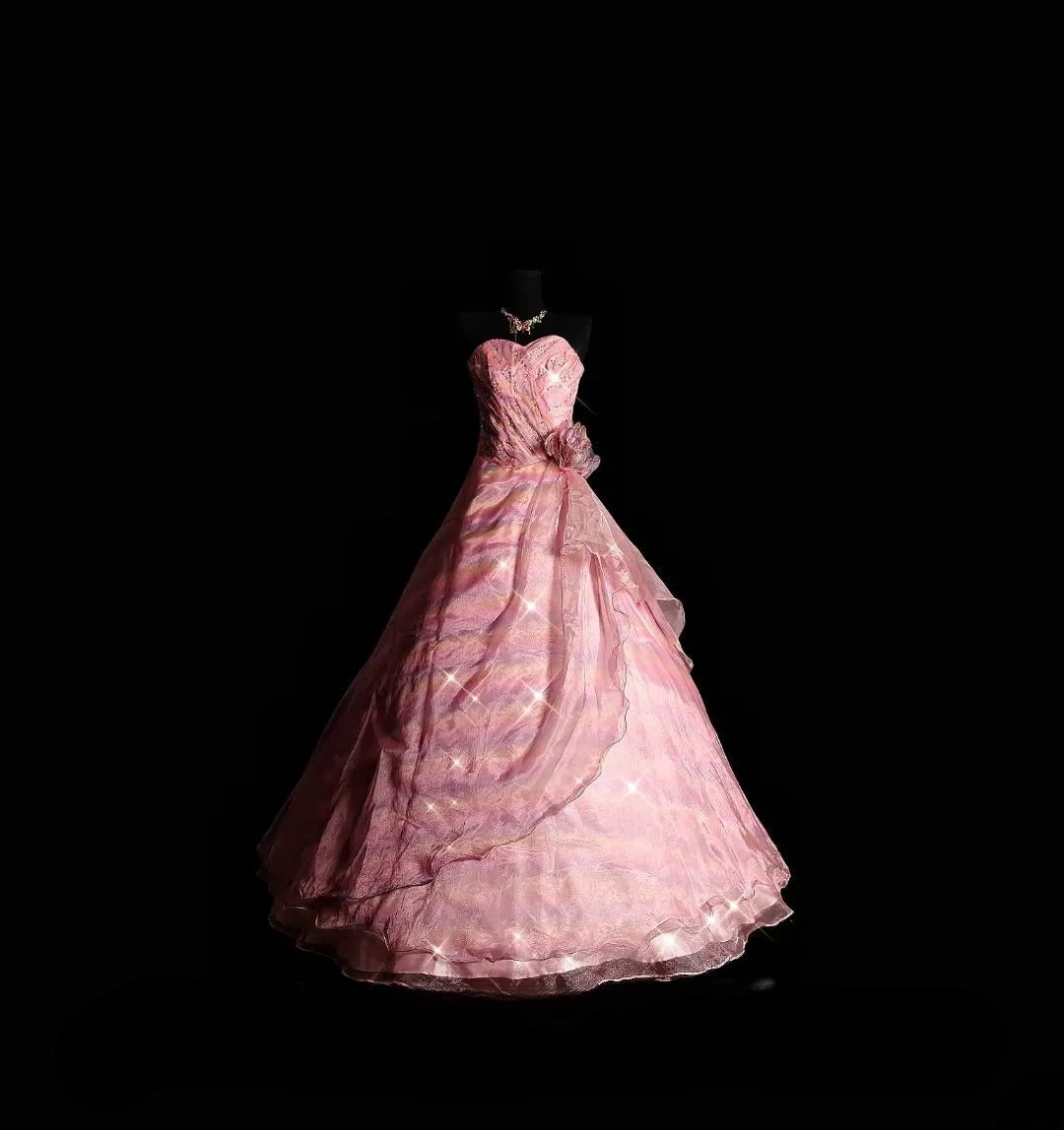 Princess Ball Gown Sweethart Pink Long Quinceañera Dress Moda 2000 15 Quinceanera Dresses Ideas Sweet 16 Outfit RB7081