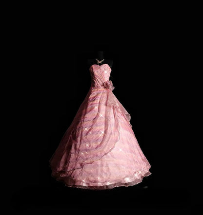 Princess Ball Gown Sweethart Pink Long Quinceañera Dress Moda 2000 15 Quinceanera Dresses Ideas Sweet 16 Outfit RB7081