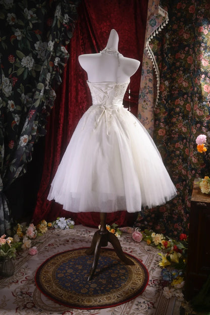 Unique Homecoming Dresses Outfit inspo Halter Ball Gown Strapless White Tulle 16th Birthday Cocktail Dress Ideas Outfits RB8109