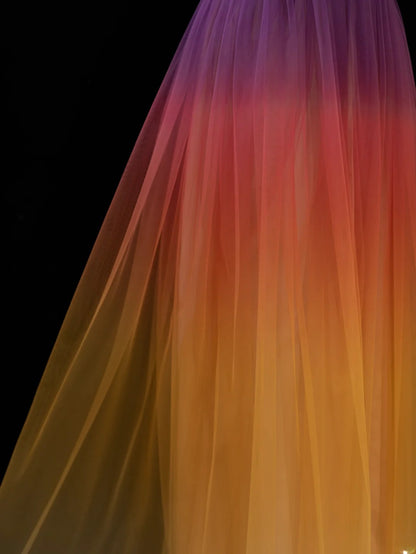Robe de bal longue élégante en tulle multicolore, coupe trapèze, col carré, style SA092