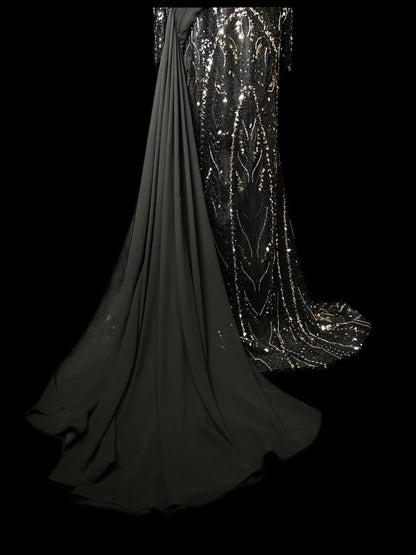 Vintage Prom Dresses Mermaid Off The Shoulder Sequin With Long Sleeves Prom Evening Dress Formal Outfits RB5899