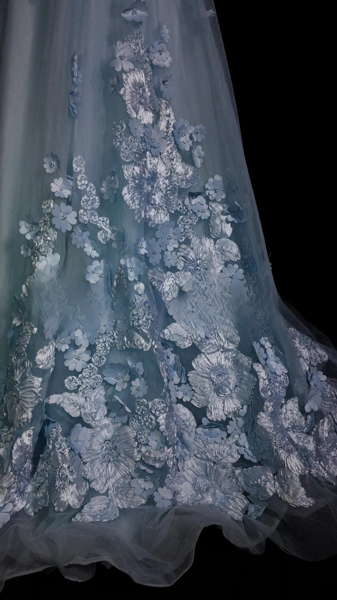 Light Blue Prom Dress A Line Sweetheart Lace With Appliques Modest Formal Party Gown RB9893