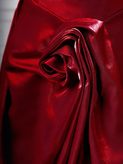 Robe de bal élégante à épaules dénudées, rouge bordeaux, longue, formelle et élégante, idéale pour un bal de promo, une soirée ou un dîner (AQ093)
