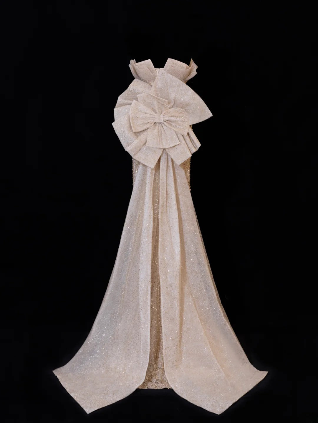 Classy Formal Mermaid Sweetheart Champagne Sequins With Beads Bow-knot Style Impress Long Prom Dresses Party Gowns SA093