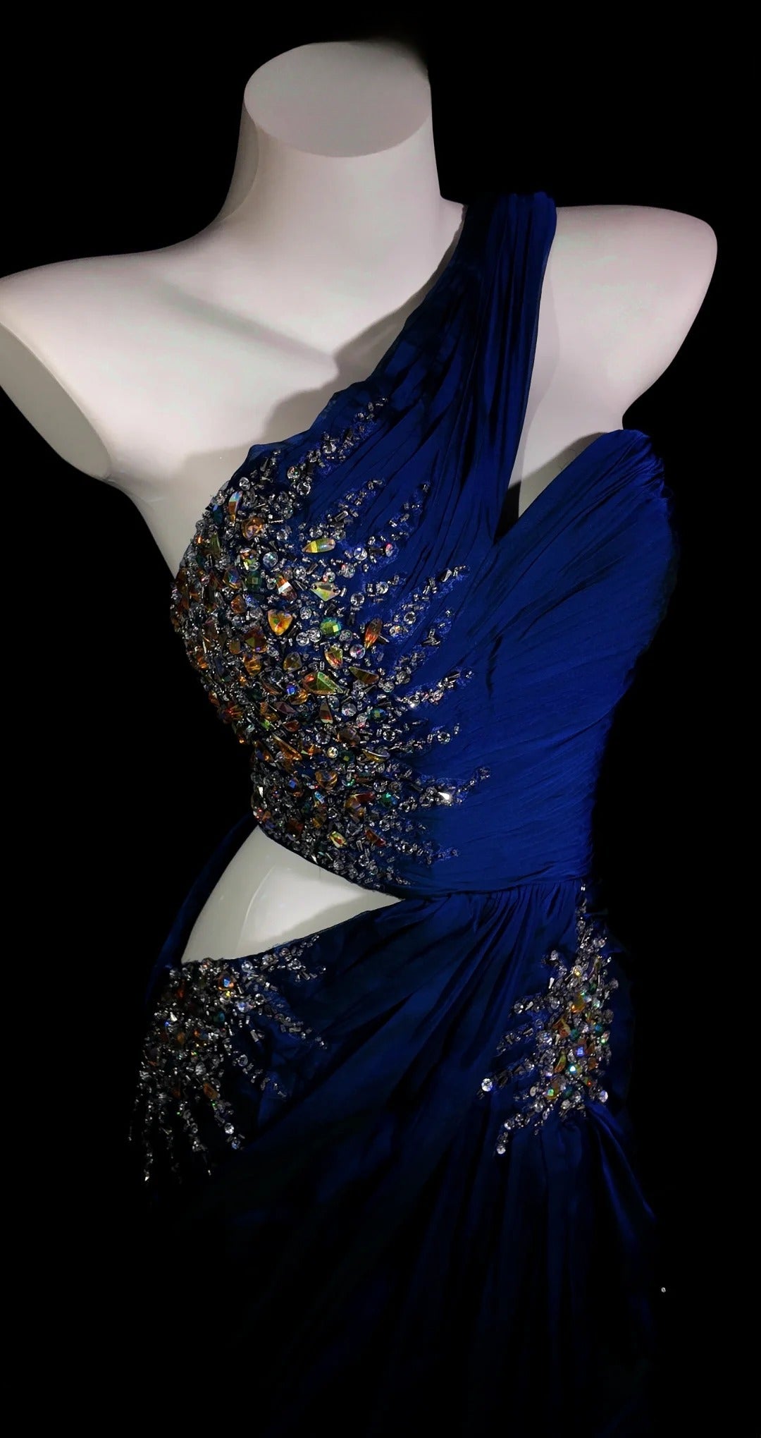 Royal Blue Prom Dress Inspo Mermaid One Shoulder Satin With Slit Modest Long Formal Party Gown RB9894