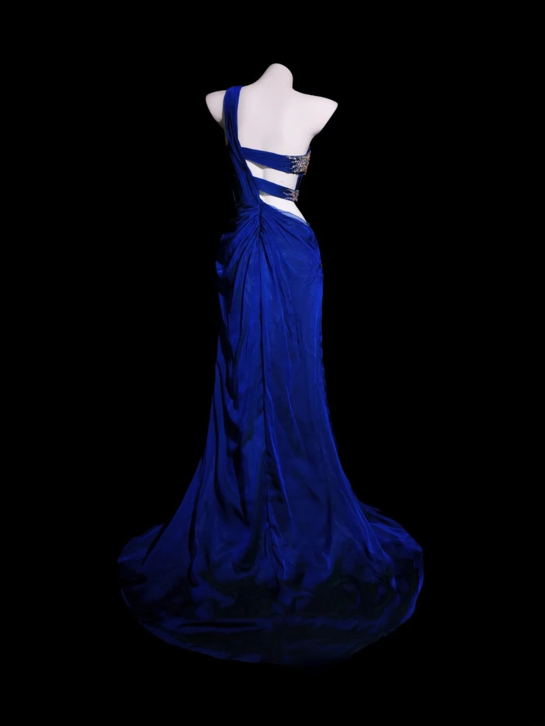 Royal Blue Prom Dress Inspo Mermaid One Shoulder Satin With Slit Modest Long Formal Party Gown RB9894