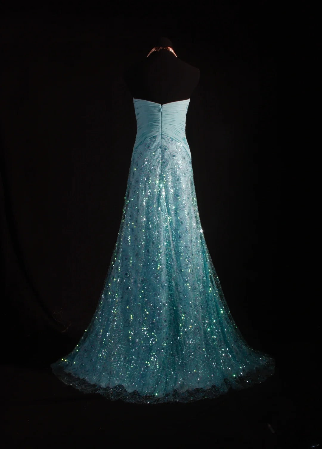 Vintage 80s Formal Mermaid Sweetheart Blue With Pleated Slit Beads Sleeveless Long Prom Dresses Party Formal Gowns AS095