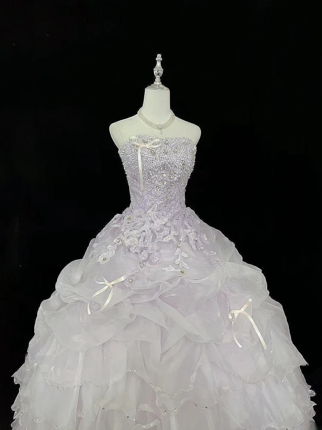Cute Ball Gown Spaghetti Straps Lilac Organza With Appliqued Beading Quince Dress Voluminous Sweet 16 Sweet Sixteen Outfits Vestido de 15 RB7467
