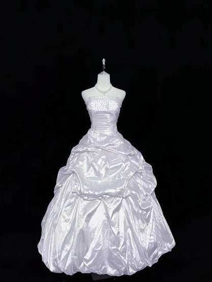 Cute Ball Gown Strapless Lilac Taffeta With Beading Quince Dress Voluminous Sweet 16 Sweet Sixteen Outfits Vestido de 15 RB7468