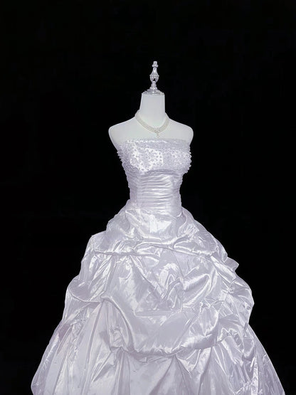 Cute Ball Gown Strapless Lilac Taffeta With Beading Quince Dress Voluminous Sweet 16 Sweet Sixteen Outfits Vestido de 15 RB7468