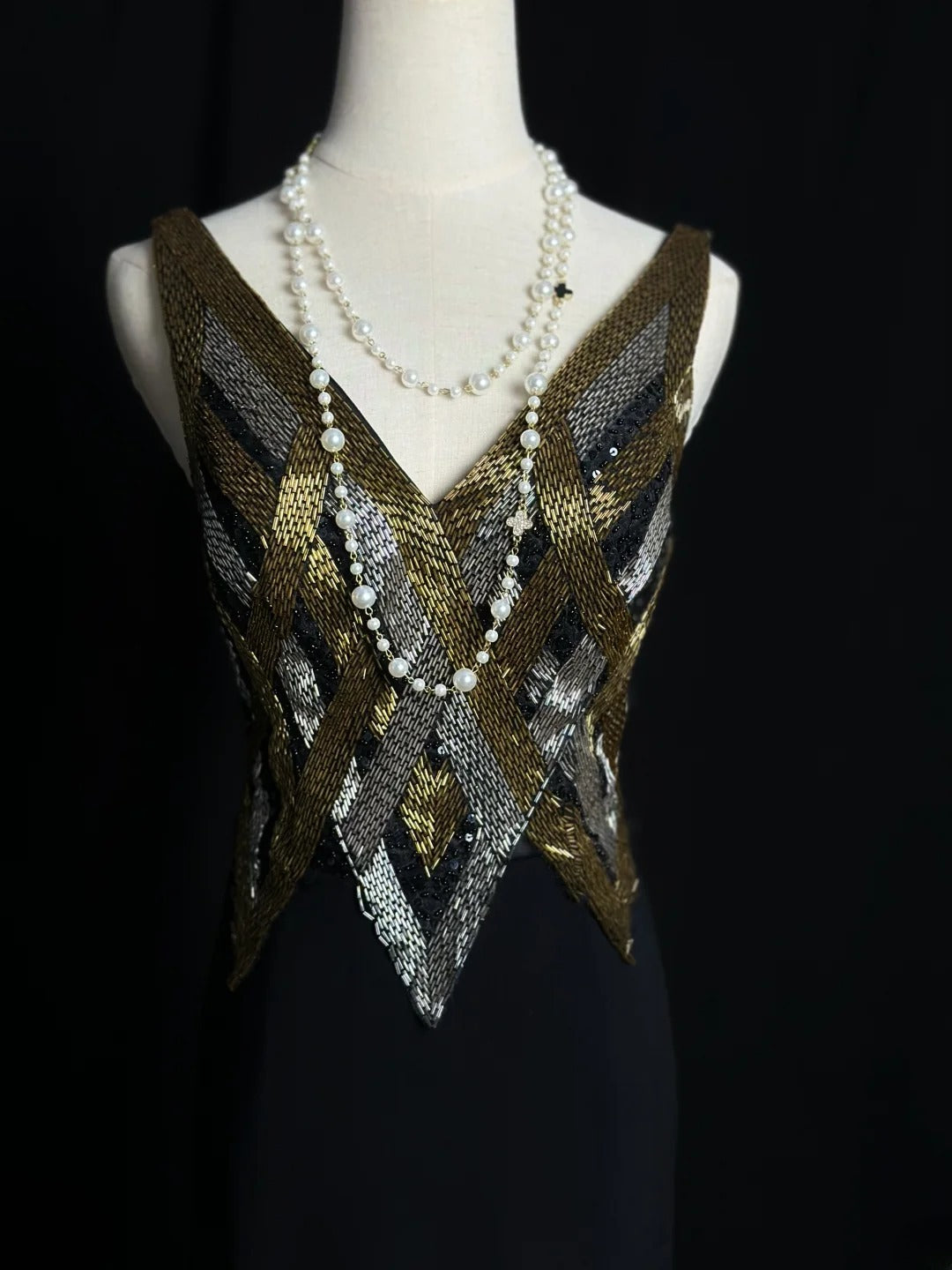 Vintage 80s Prom Dresses Mermaid V Neckline Black Chiffon With Gold Beaded Long Evening Dress Formal Outfits RB5904