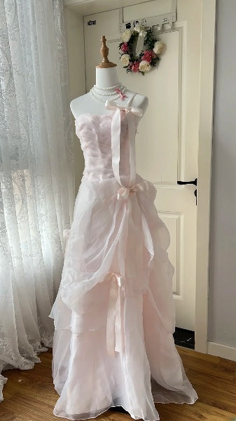 A-Linien-Abschlussballkleid, ein Schulterträger, Rosa, mit Schleife, formelles Abendkleid für ältere Damen, RC0465