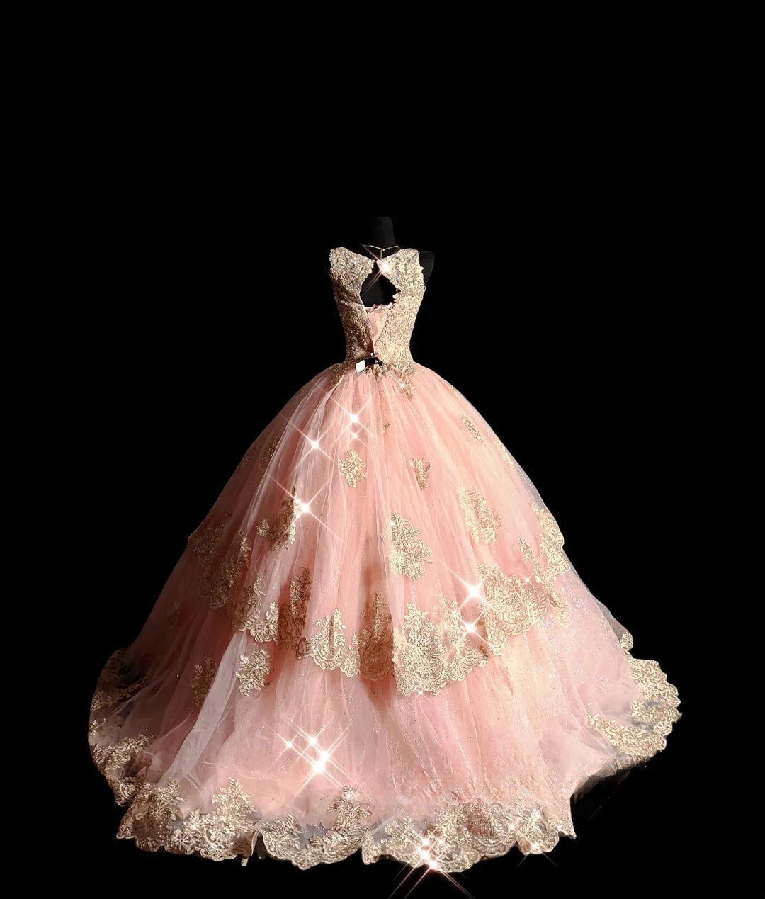 Sparkly Ball Gown Scoop Pink Tulle Long Quinceañera Dress Moda 2000 15 Quinceanera Dresses Ideas Sweet 16 Outfit RB7085