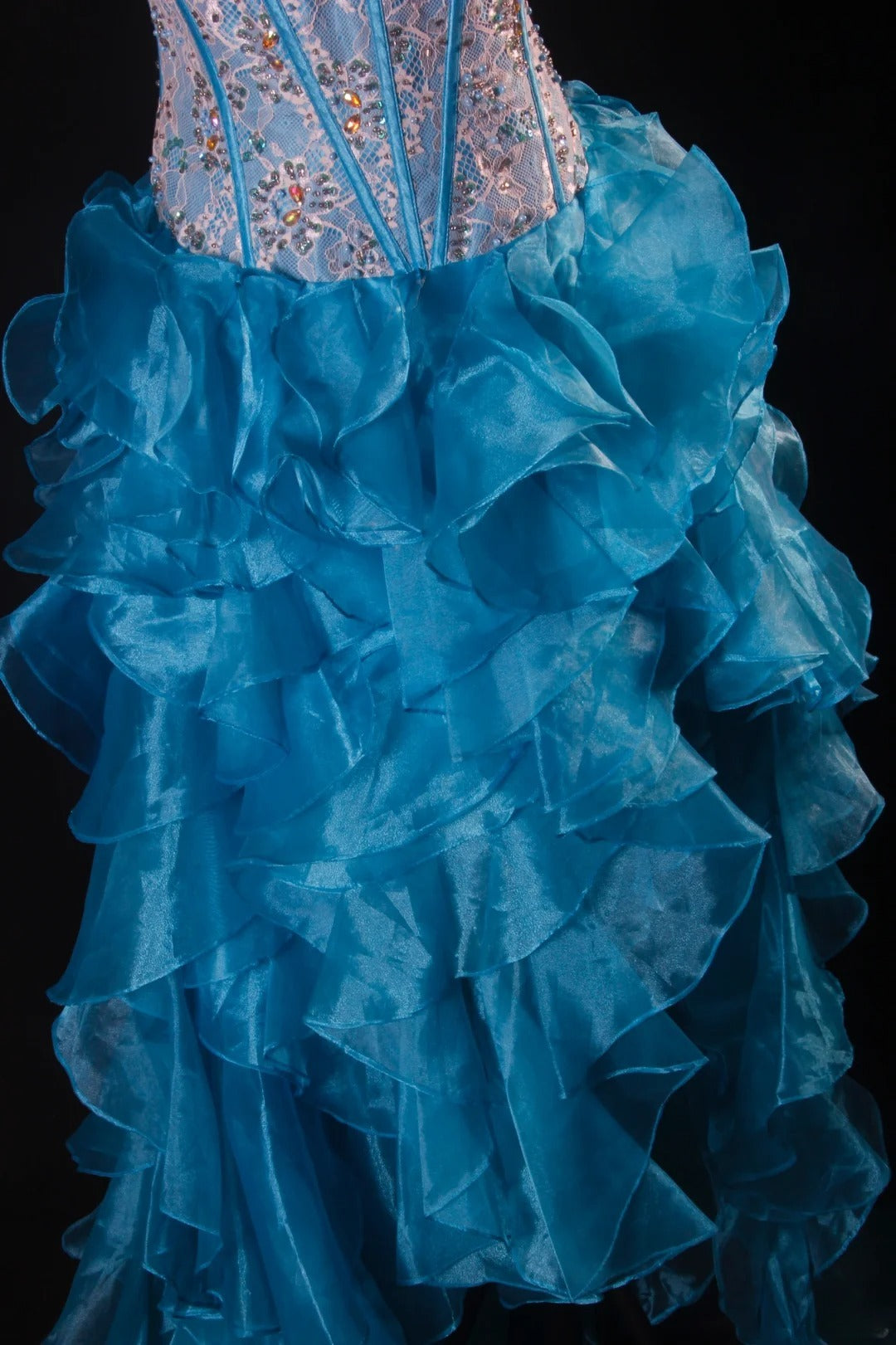 Vintage Ball Gowns Women's Cocktail Party Gowns High Low Sweetheart Blue With Tiered Beaded Tops Long Graduation Dinner Outfits Prom Dresses AS099