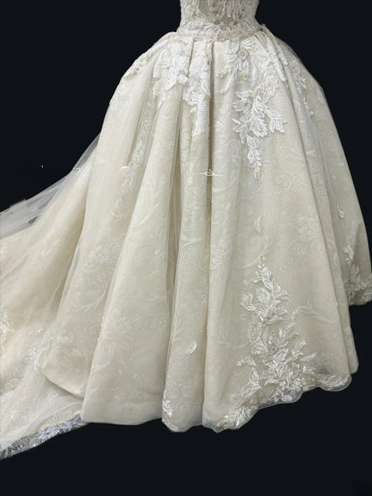 Vintage Ball Gown Spaghetti Straps Cream Ivory Tulle With Beading Lace Long Brides Gown Bridal Dress Wedding Dresses Style RB7470