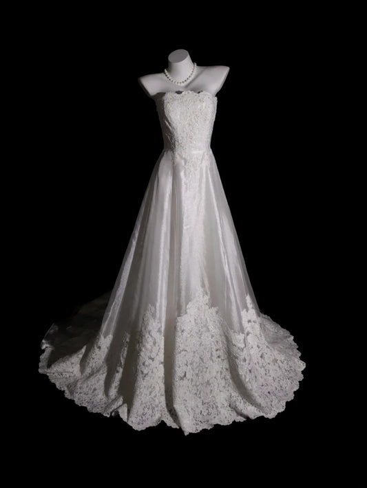 Princess Wedding Dress Ball Gown Strapless Lace White With Ruffled Bridal Gown for Big Day RB9900
