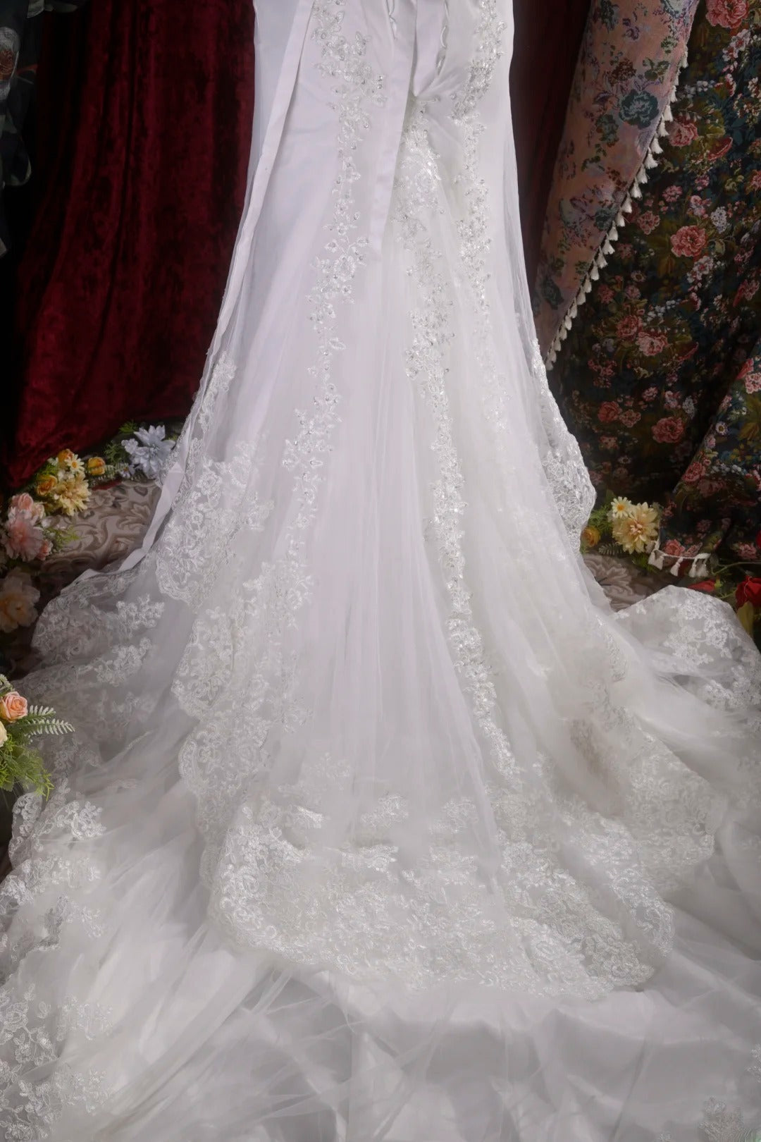 Vintage Mermaid Sweetheart 1950s White Tulle With Tiered Long Autumn Brides Gown Bridal Dress Wedding Dresses RB8116