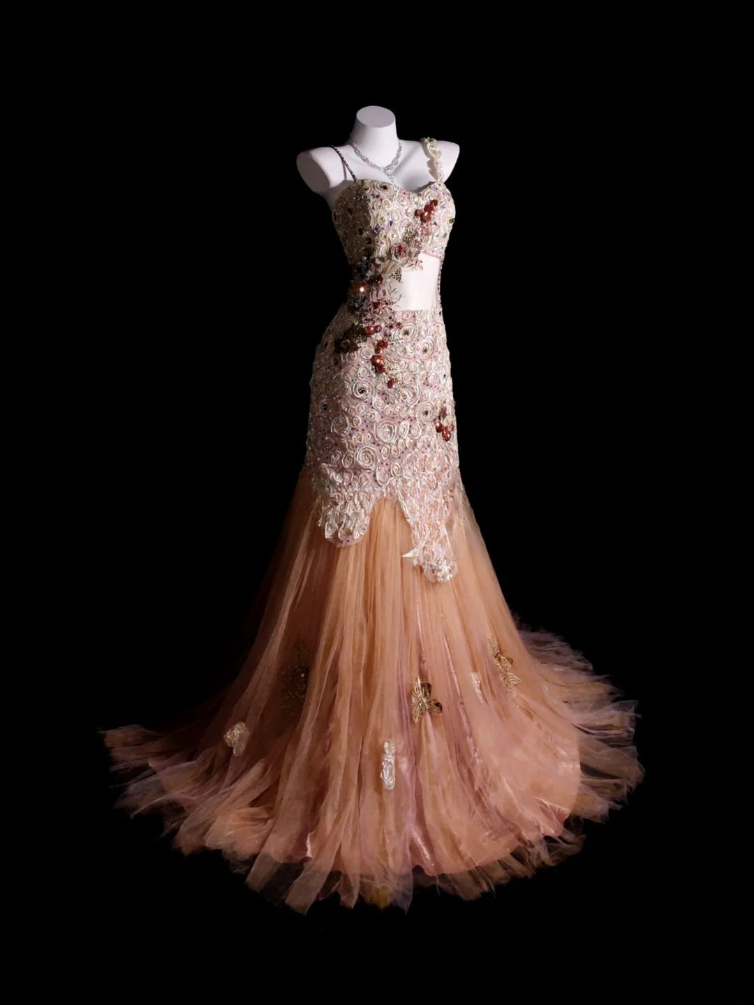 Pink Prom Dress Inspo Mermaid Spaghetti Straps Tulle With Appliques Modest Long Formal Party Gown RB9902