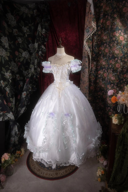 Cute Ball Gown Off The Shoulder Lilac Tulle With Appliqued Long Quince Dress Quinceanera Dresses Formal Birthday Outfits RB8119