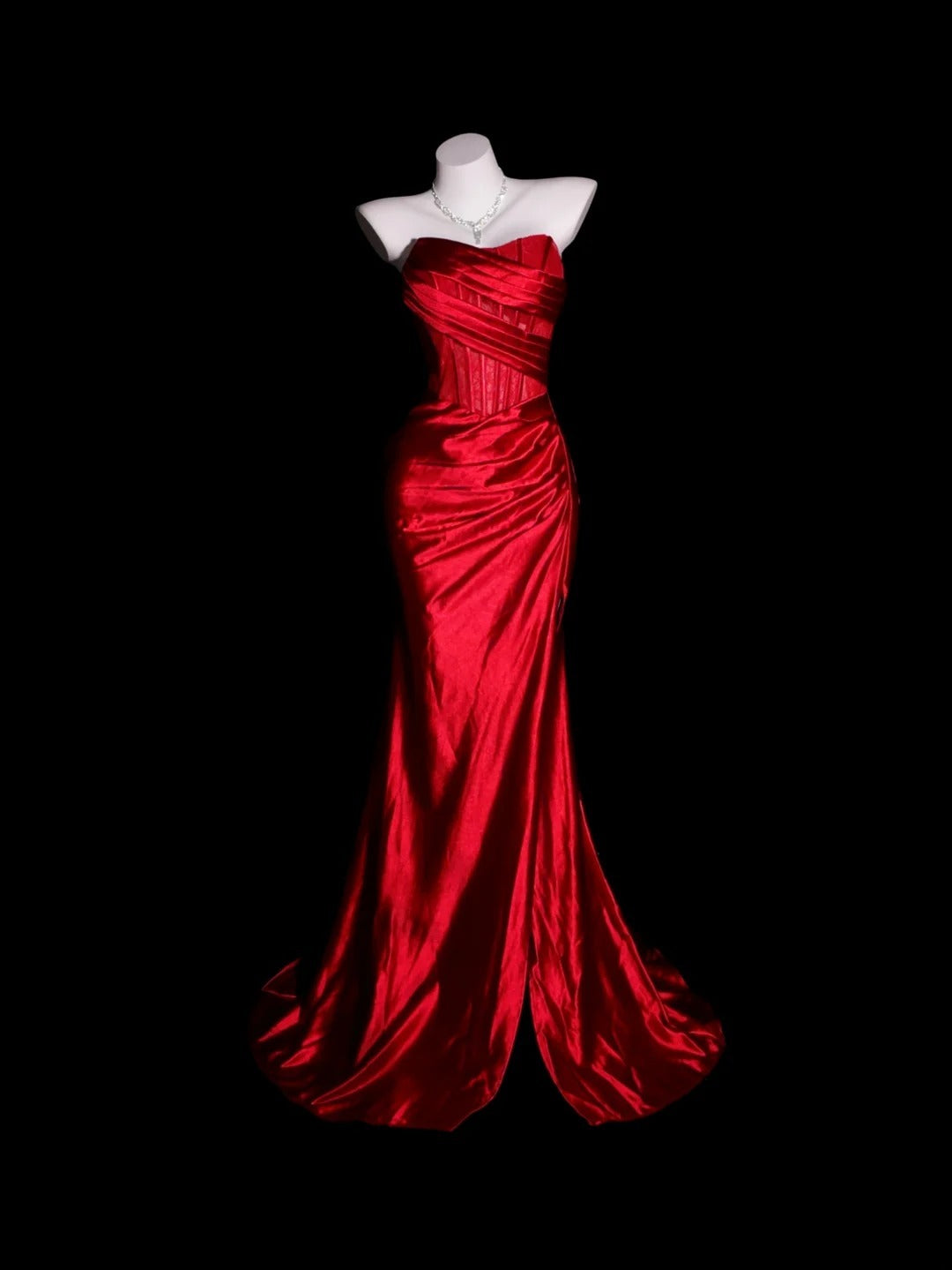 Red Prom Dress Inspo Mermaid Sweetheart With Slit Modest Long Formal Party Gown RB9904