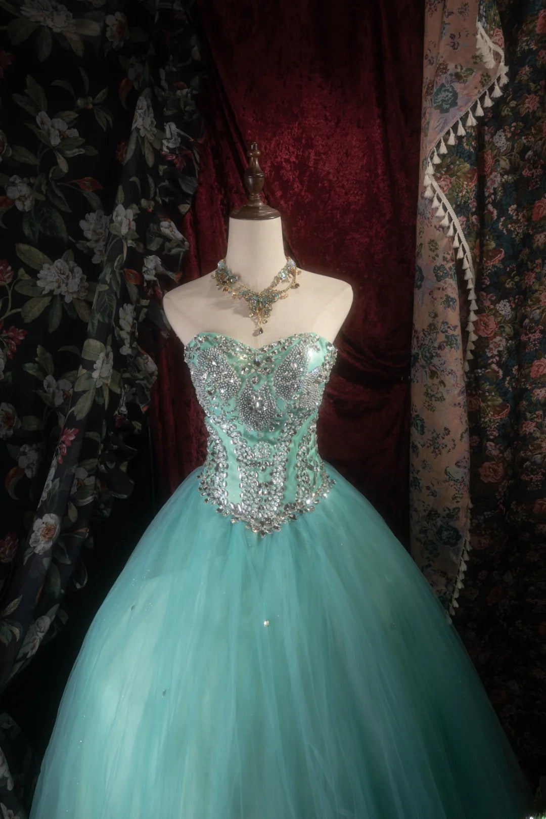 Cute Ball Gown Sweetheart Blue Tulle With Silver Beading Long Quince Dress Quinceanera Dresses Formal Birthday Outfits RB8120