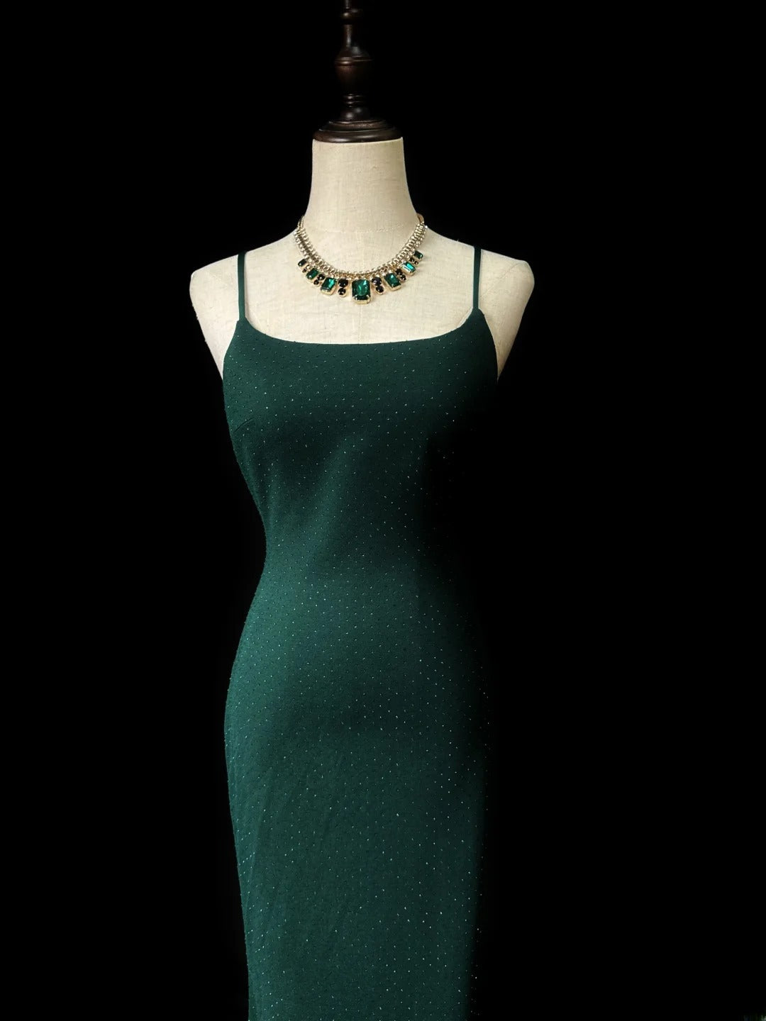 Vintage 80s Prom Dresses Mermaid Spaghetti Strap Dark Green With Backless Beaded Long Evening Dress Formal Outfits RB5909