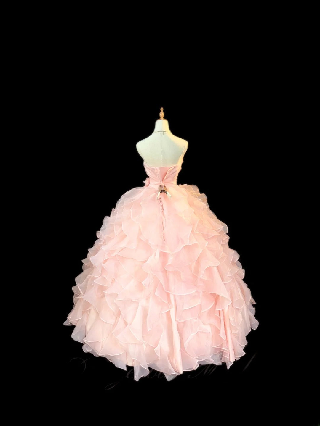 Bescheidenes Ballkleid Trägerlos Rosa Gestufte Lagen Ärmellos Mit Blumen Lange Sweet 16 Kleider Siebzehn Quince Kleid RB3568