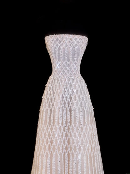 Robes de mariée élégantes, coupe trapèze, bustier, couleur champagne, ornées de perles, longues, tailles petites et grandes, pour femmes SA105