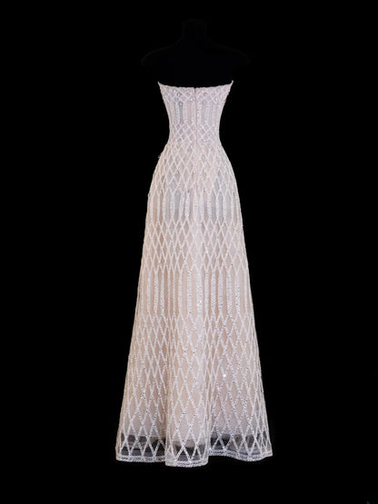 Robes de mariée élégantes, coupe trapèze, bustier, couleur champagne, ornées de perles, longues, tailles petites et grandes, pour femmes SA105