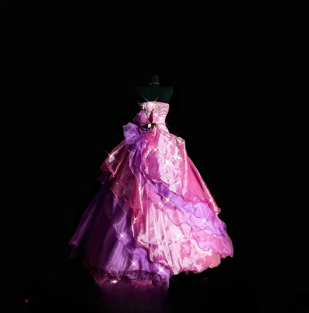 Cute Ball Gown Strapless Lilac Pink Long Quinceañera Dress Moda 2000 15 Quinceanera Dresses Ideas Sweet 16 Outfit RB7092