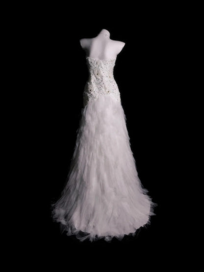 Vintage Wedding Dress Mermaid Sweeheart Lace White With Tiered Layers Bridal Gown for Big Day RB9907