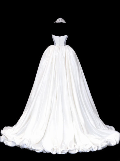 Robes de mariée élégantes asymétriques sans bretelles à sequins blancs et perles, courtes, tailles petites et grandes, pour femmes SA107