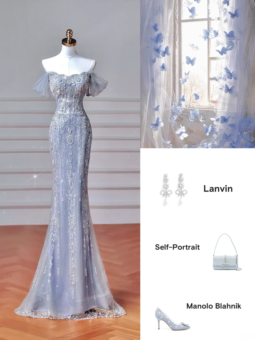 Robe de soirée sirène longue, bustier, bleu clair à sequins scintillants et manches longues, style bal de promo, élégante et sophistiquée, idéale pour un dîner ou une fête (AQ108)