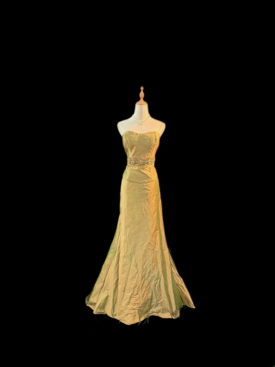 Vintage 70s Prom Dresses Mermaid Sweetheart Gold Sleeveless For Women Long Evening Formal Outfits RB3570