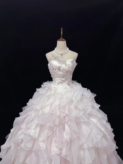 Princess Ball Gown Sweetheart Pink With Appliqued Tiered Layers Quince Dress Voluminous Sweet 16 Sweet Sixteen Outfits Vestido de 15 RB7480