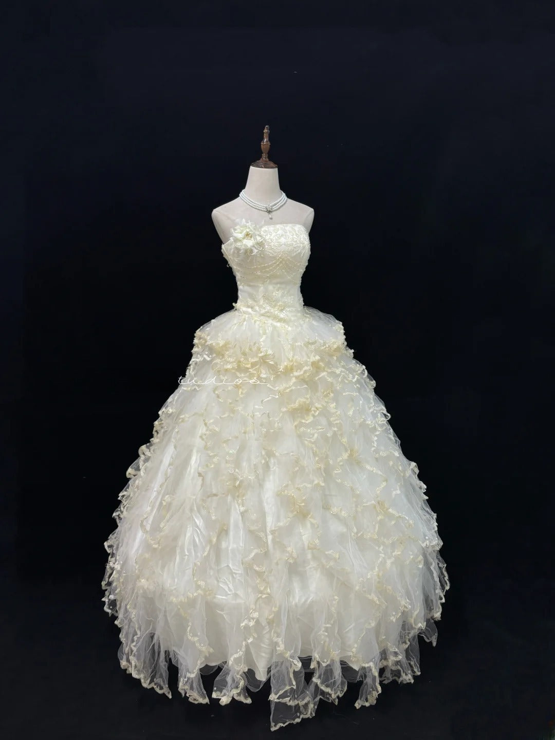 Princess Ball Gown Strapless Yellow With Tiered Layers Quince Dress Voluminous Sweet 16 Sweet Sixteen Outfits Vestido de 15 RB7481
