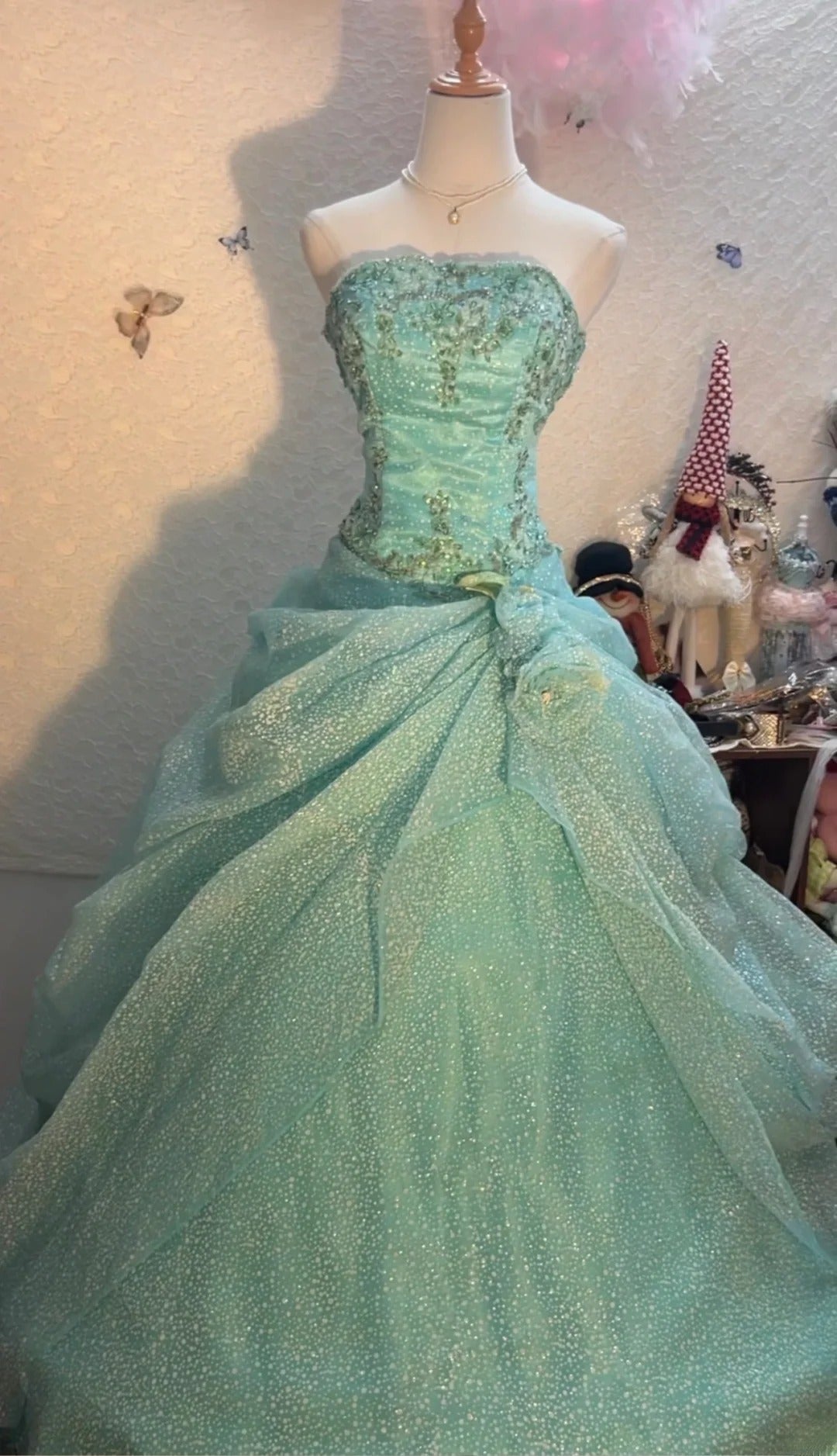 Bescheidenes Ballkleid Trägerlos Blau Mit Applikationen Ärmellos Lang Sweet 16 Kleider Siebzehn Quince Kleid RB3572