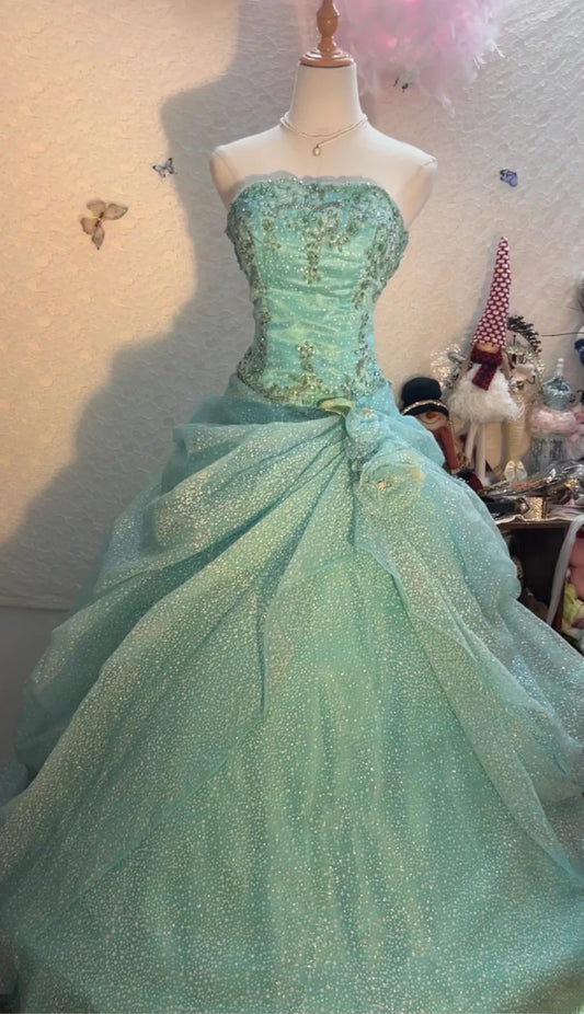 Bescheidenes Ballkleid Trägerlos Blau Mit Applikationen Ärmellos Lang Sweet 16 Kleider Siebzehn Quince Kleid RB3572