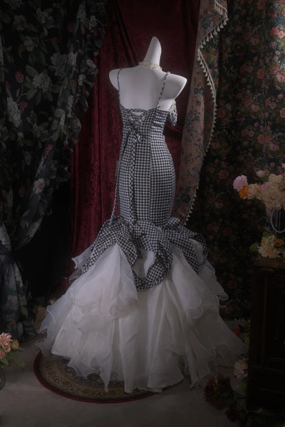 Elegant Mermaid Spaghetti Straps Lattice With Appliqued Lace Long Prom Dresses Formal Outfit Evening Night Dress RB8128
