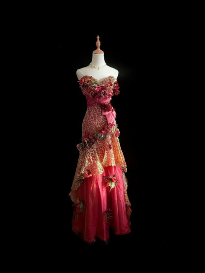 Vintage 70s Prom Dresses Mermaid Sweetheart Red Sleeveless For Women Long Evening Formal Outfits RB3574