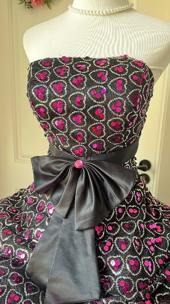 Dezentes, langes, trägerloses Sweet 16-Ballkleid aus schwarzem Tüll mit Schleife, Geburtstagskleid für die Sweet Sixteen-Party RC0481