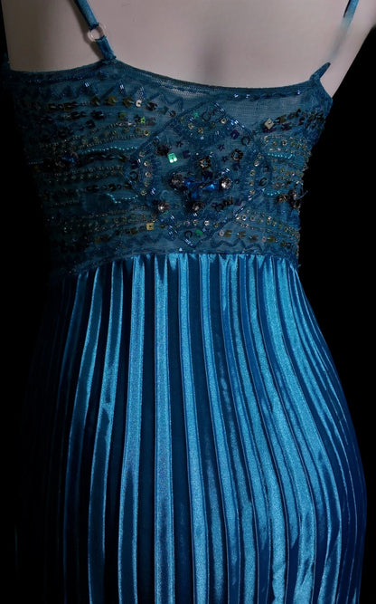 Blue Prom Dress Inspo Mermaid Spaghetti Straps With Beading Satin Modest Long Formal Party Gown RB9913