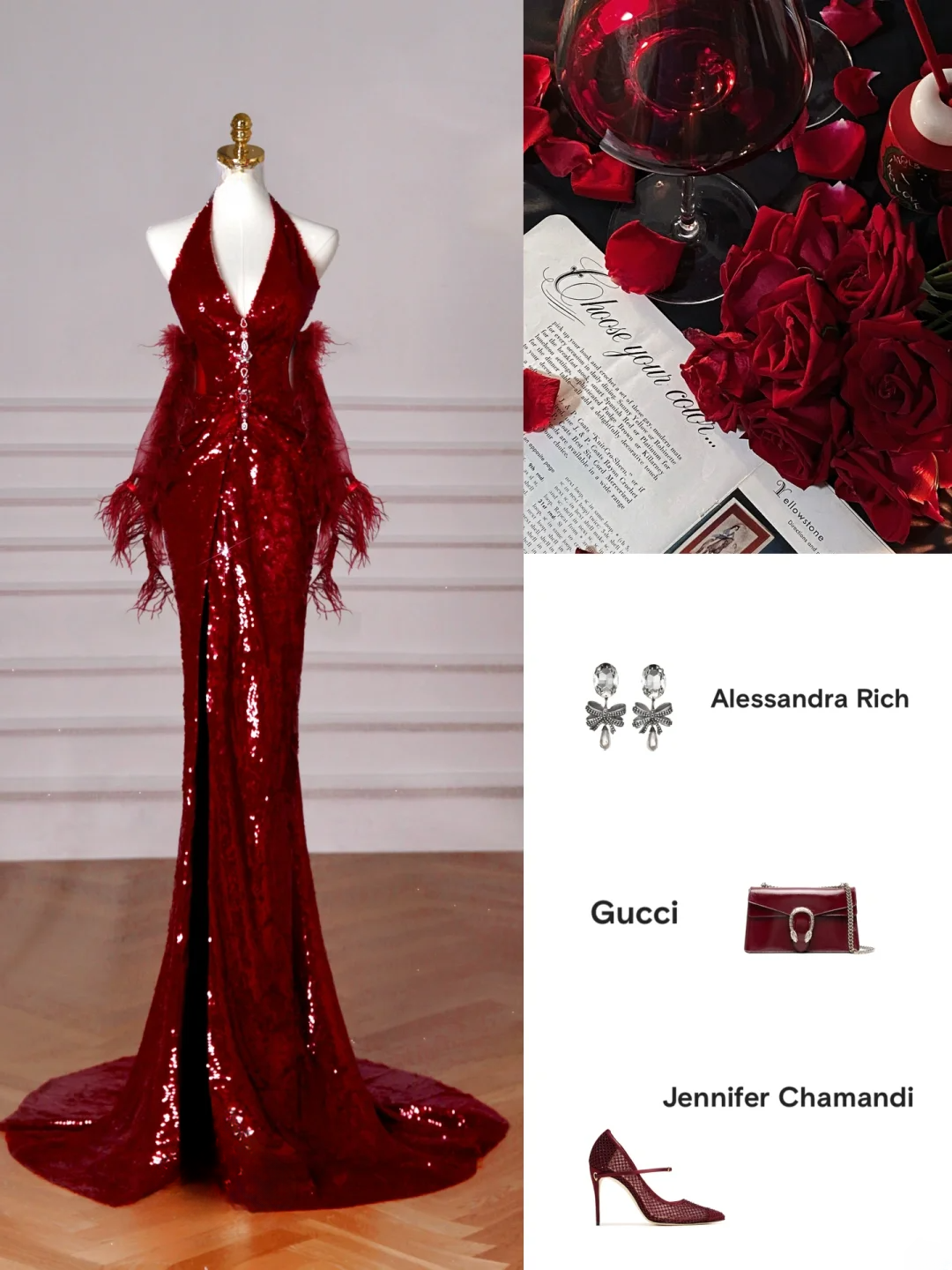 Robe de bal longue sirène glamour à sequins bordeaux, dos nu, fente, tenue d'anniversaire 20 ans, robe de soirée RB1511