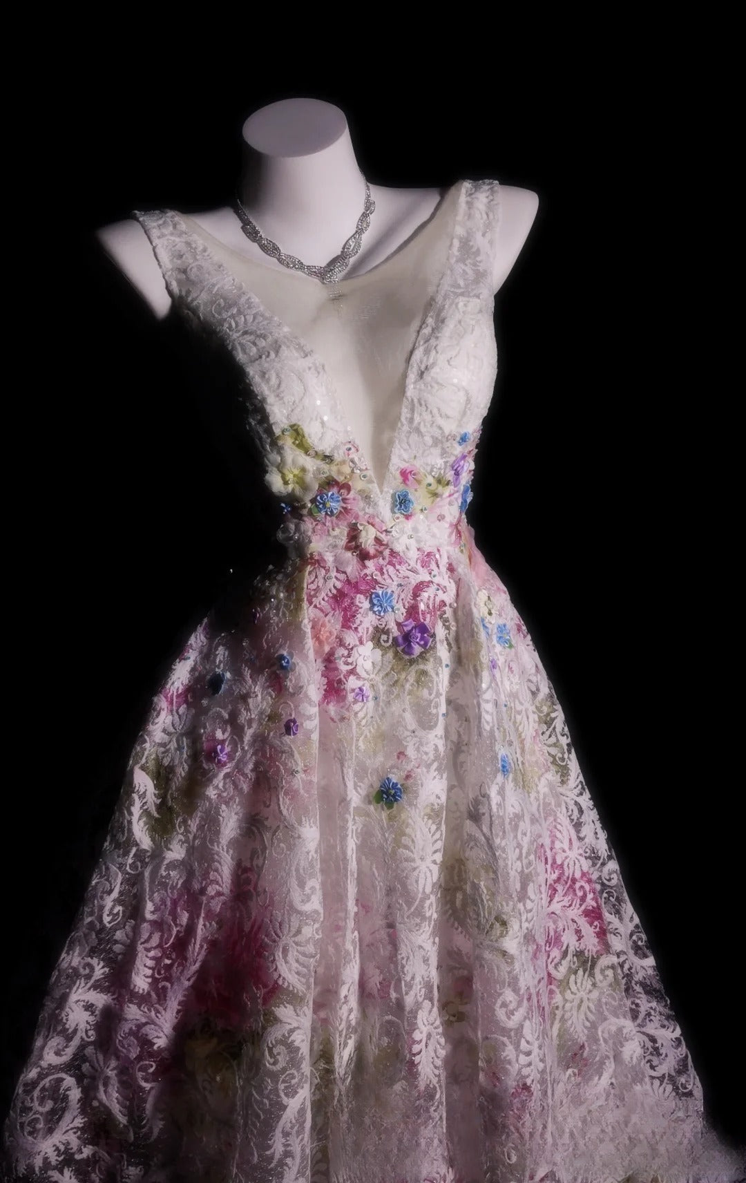 Pink Prom Dress Ball Gown V Neck Tulle With Appliques Flowers Modest Formal Party Gown RB9914