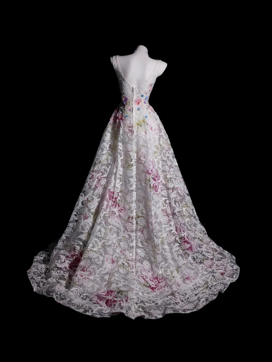 Pink Prom Dress Ball Gown V Neck Tulle With Appliques Flowers Modest Formal Party Gown RB9914