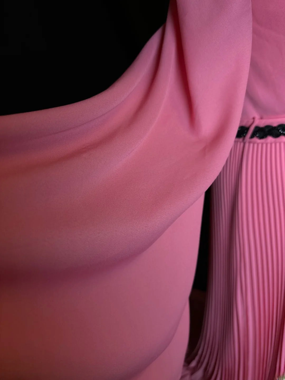 Vintage 70s Prom Dresses A line One Shoulder Pink Chiffon With Slit Long Party Dress Formal Outfits RB5928