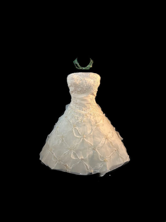 Vintage Ballkleid Trägerlos Weiß Abiball Mini Abschlussfeier Hoco Kleider Kurz Senior Geburtstag Homecoming Outfits RB3577