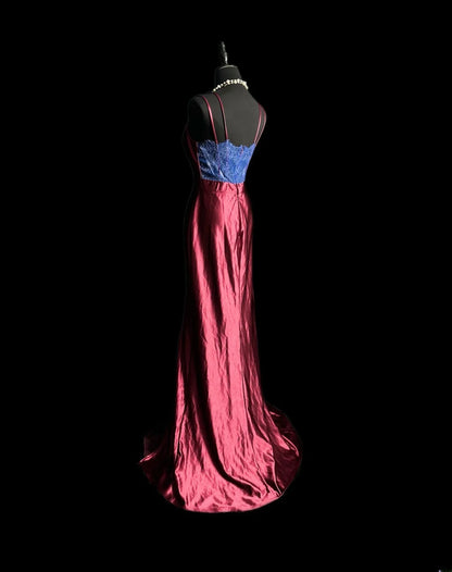 Simple Prom Dresses Mermaid Spaghetti Strap Burgundy With Slit Long Party Dress Formal Outfits RB5930