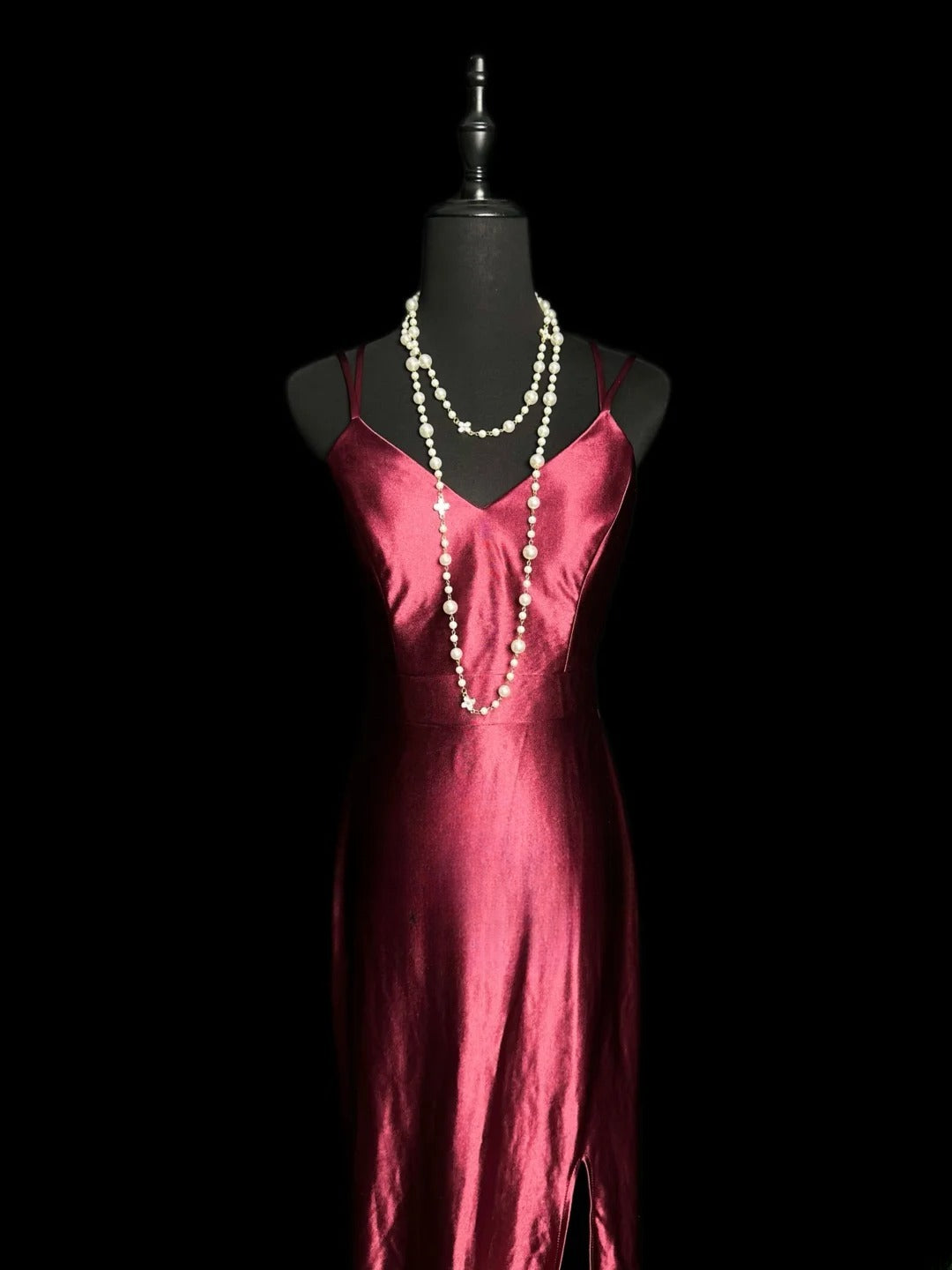 Simple Prom Dresses Mermaid Spaghetti Strap Burgundy With Slit Long Party Dress Formal Outfits RB5930