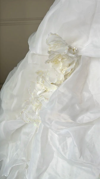Modest Sweet 16 Dress Long Strapless White Tulle With 3D Flowers Ball Gown Sweet Sixteen Party Birthday Dresses RC0487